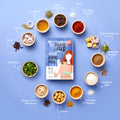 Spice Up packaging with ingredients on a blue background