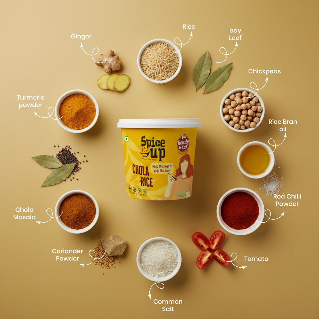 Spice mix container labeled 'Spice Up' with ingredients on a beige background