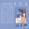 Spice it up packaging with nutritional information on a blue background